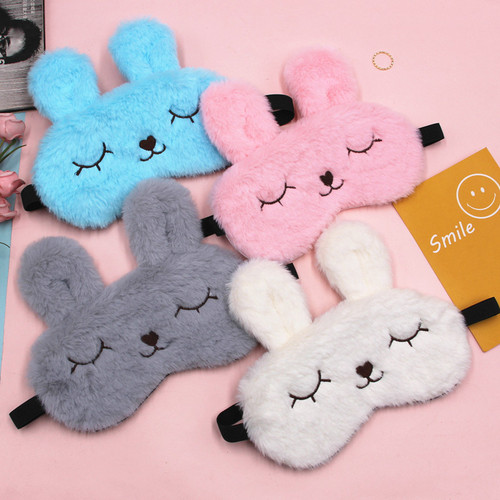 Cross-border cute plush squinting rabbit eye mask cartoon light-blocking sleep eye mask eye mask hot and cold compress rabbit light-blocking