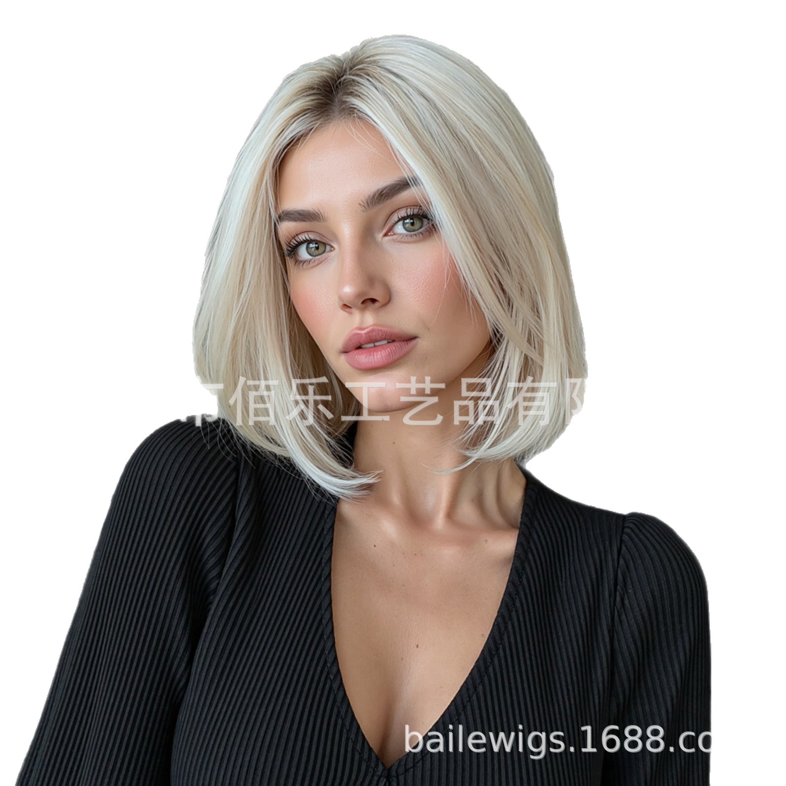 Bobobo cabeza peluca europea y americana blanco rubio hombro de cabello recto clavícula mujer cabello recto corto fábrica de cabello recto transfronterizo al por mayor pelucas image 6