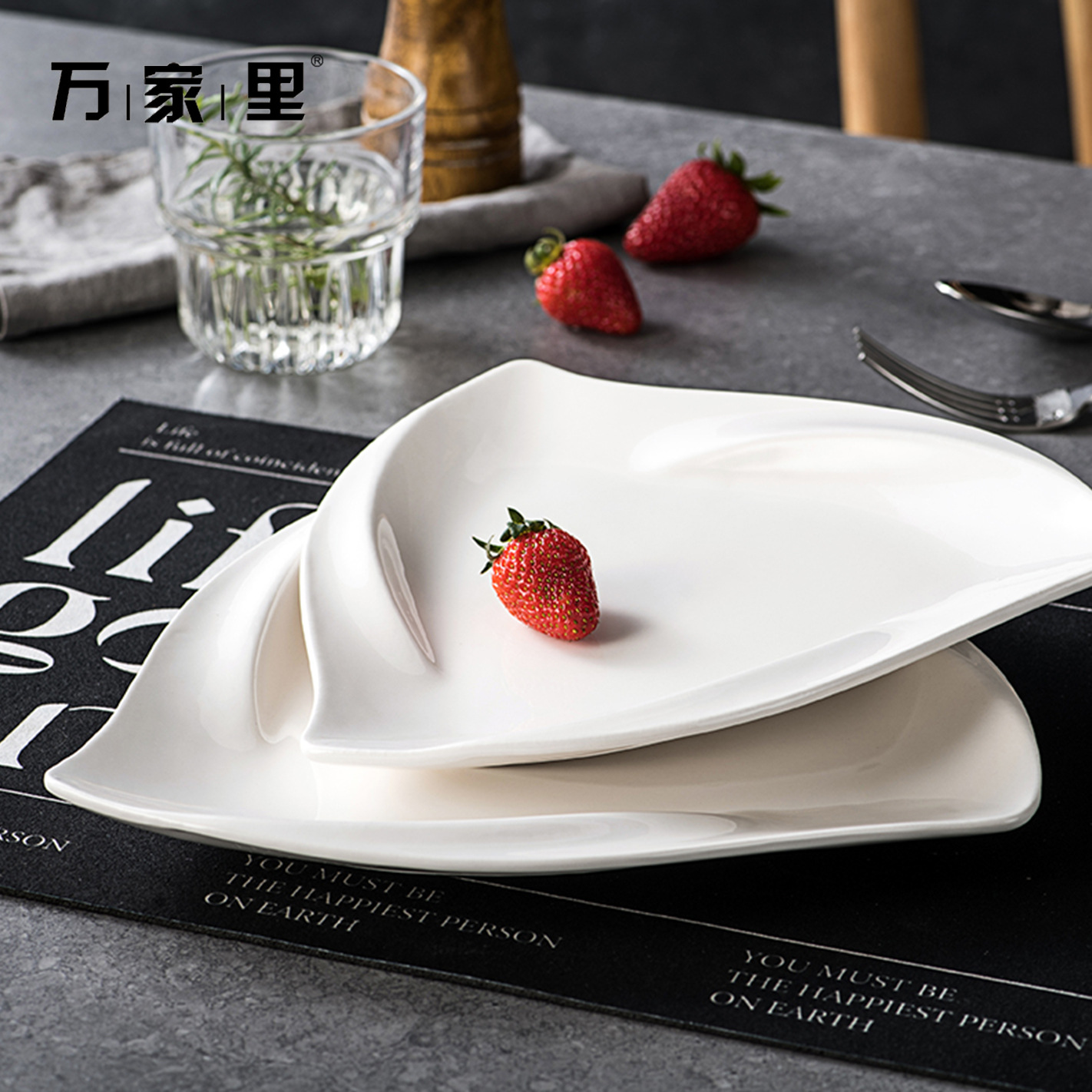 Platos de cerámica cubiertos triángulos creativos platos de platos especiales de platos caseros de platos