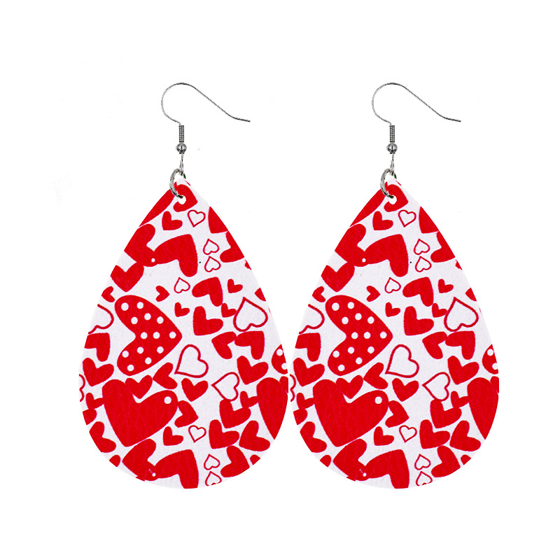 1 Pair Elegant Cartoon Style Vacation Letter Water Droplets Heart Shape Pu Leather Drop Earrings display picture 21