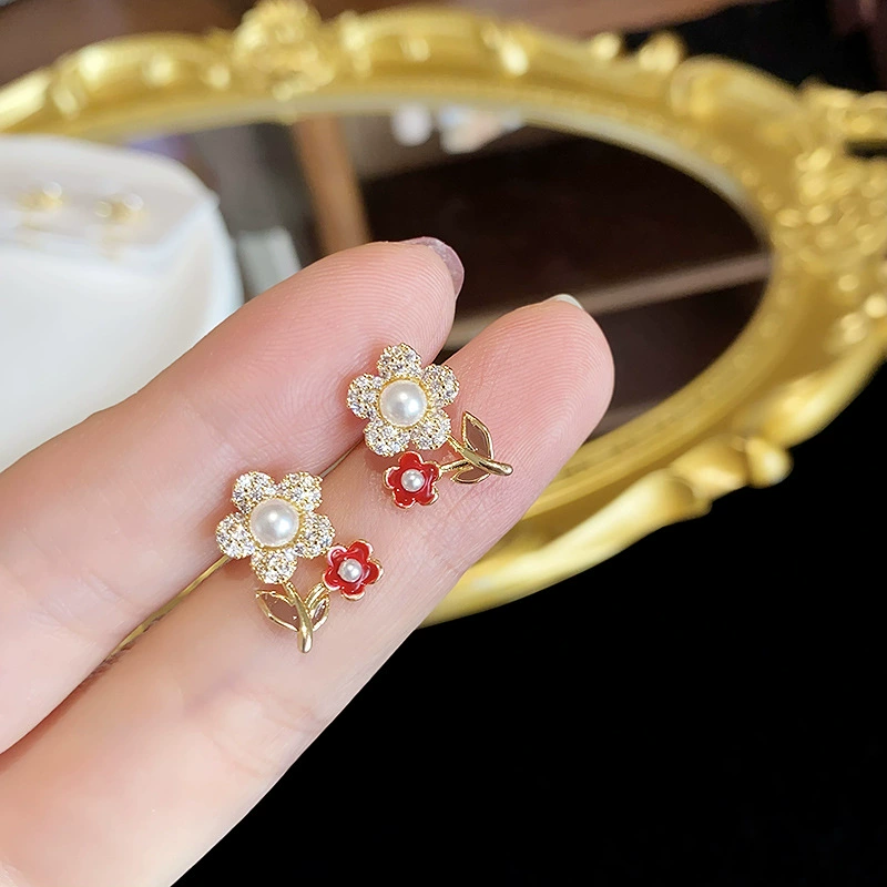 Серебряные серьги с цирконом, модные клипсы для уха, цветочный мотив, микроинкрустация, стиль высокого качества, без проколов