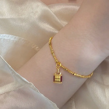 小红书爆款超闪金色小锁包手链中古风爆闪精致高颜值气质喜锁手链