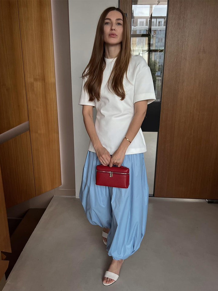 Quần harem ống rộng cotton dáng lửng lưng vừa phong cách đường phố — Màu hồng, Màu kaki, Màu mơ, Màu xanh da trời chi tiết 30