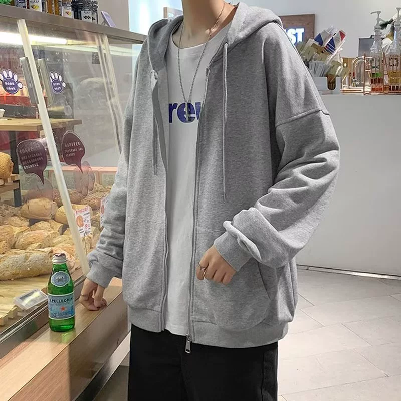 Мужское осенне-зимнее пальто-свитер с капюшоном, Свободный Повседневный модный топ в новом гонконгском стиле, подходящий ко всему однотонный кардиган, Топ