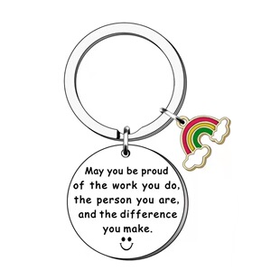 Cross-border hot sale may you be promise of the work stainless steel keychain rainbow accessories gift