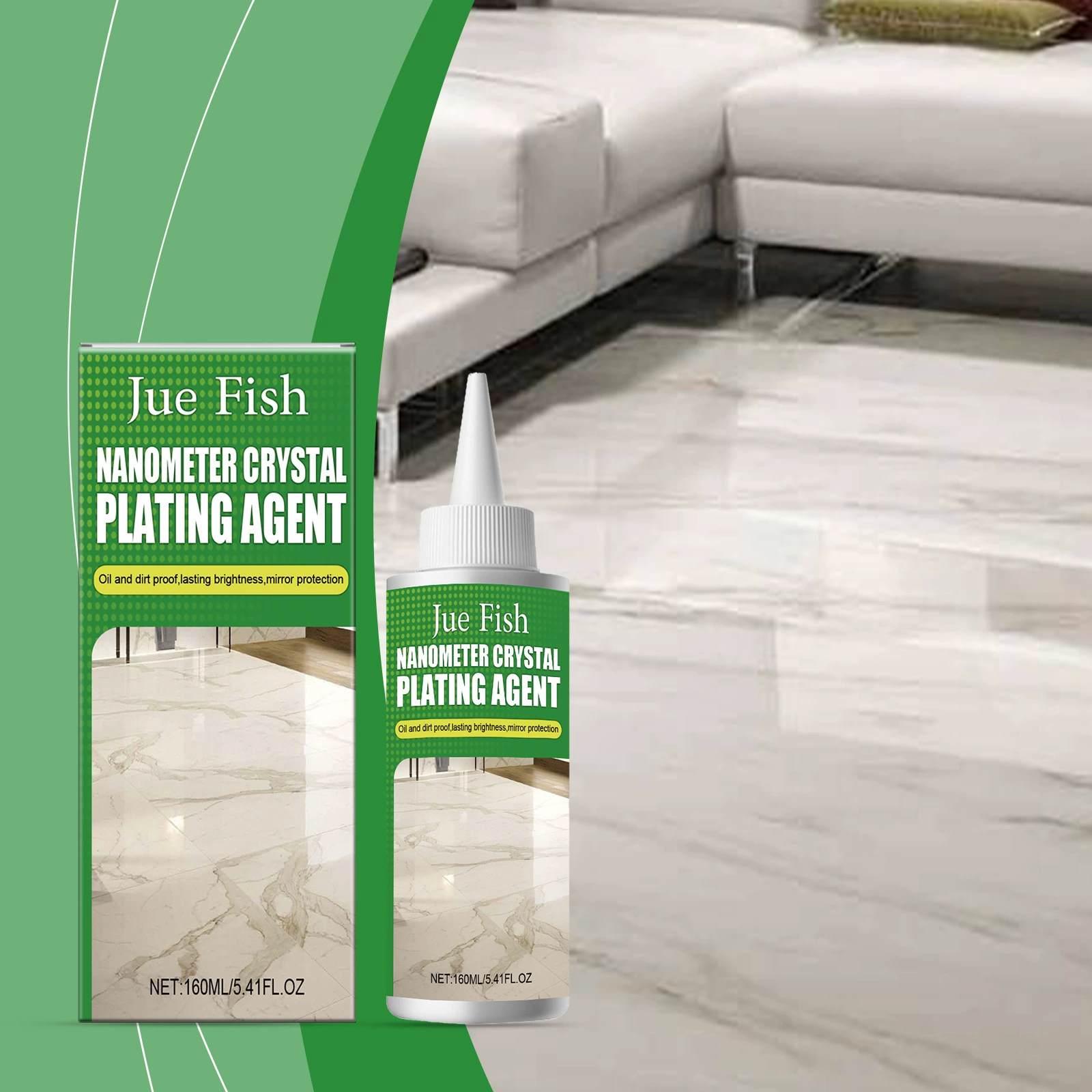 Jue-Fish Stone Crystal Plating Agent Ремонт и осветление мрамора Полировка Нанокристаллическая жидкость для ремонта царапин на плитке