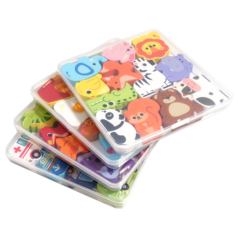 Caja de madera para niños Puzzles animales Dinosaurios Tráfico Temas de alimentos Juguetes de pensamiento de educación temprana