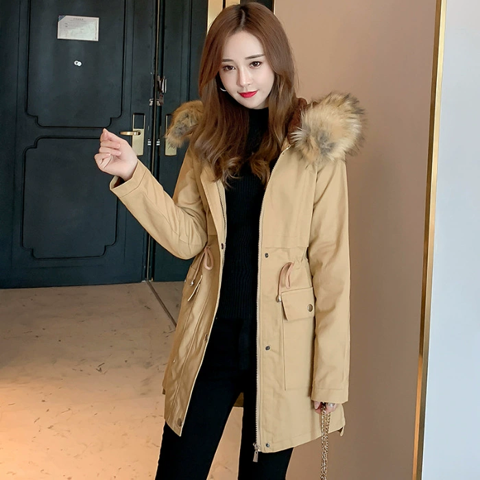 Long winter hoody, brace, down jacket, mid-length, increased thickness