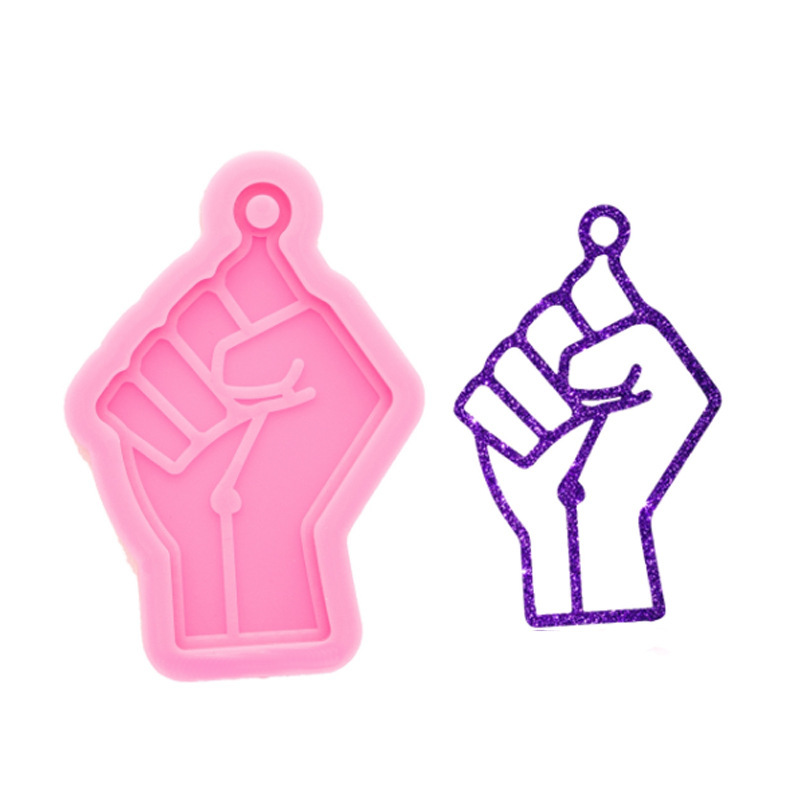 Fist keychain epoxy resin craft silicone mold polymer clay mold DIY necklace jewelry making