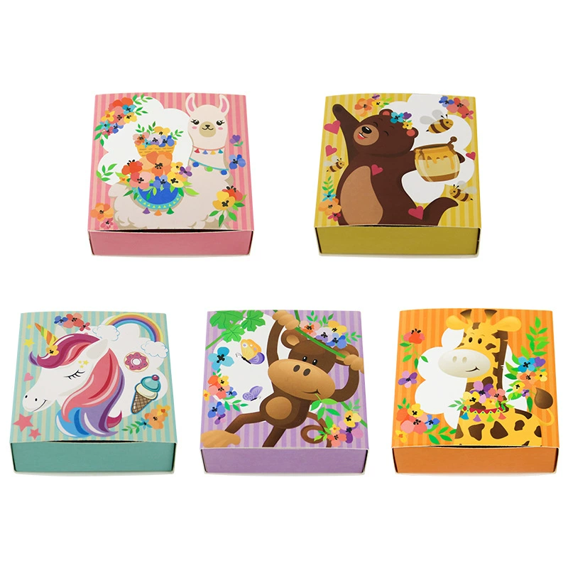 Трансграничная маленькая подарочная упаковка Amazon, красочная квадратная коробка для конфет, ящик для сахара с маленькими животными, бумажная коробка