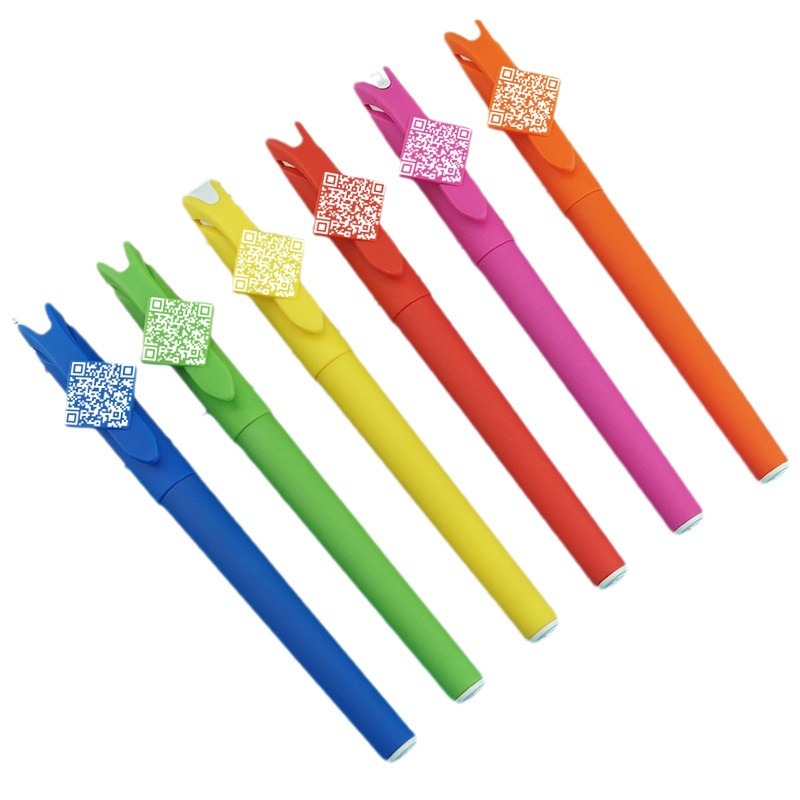 Pluma publicitaria logotipo personalizado pluma de agua pluma de gel pluma personalizada multicolor varilla código QR galopante color caramelo