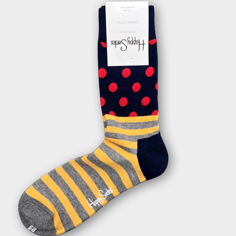 ハッピーソックス メンズソックス ミドル丈 コーマ綿 吸汗消臭 通気性 スウェーデン製 おしゃれ カラフル 薄手