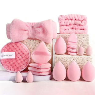 Cross-Border Hot-Selling Powder Puff Set 20Pc 33Pc Beauty Tool Large Combination Set Face Wash Makeup Puff Complete Set