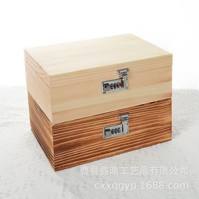 Nuevo producto transfronterizo Bloqueo de contraseña Caja de madera Caja de almacenamiento de madera con tapa cuadrada para el hogar Caja ciega de contraseña de madera maciza simple