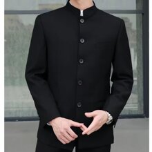 长袖男士青少年修身中华立领西服中式结婚礼服中国风男装ins潮流