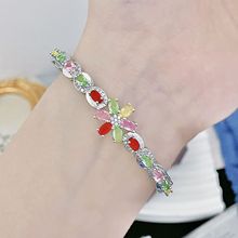 轻奢高级感直播七彩碧玺彩宝手环仿天然斯里兰卡蓝宝石卡扣手镯女