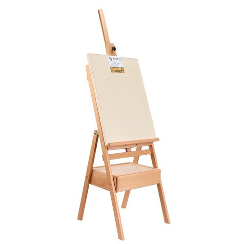 Left painting box easel for art students, red beech wood sketching oil painting stand, solid wood liftable drawer easel