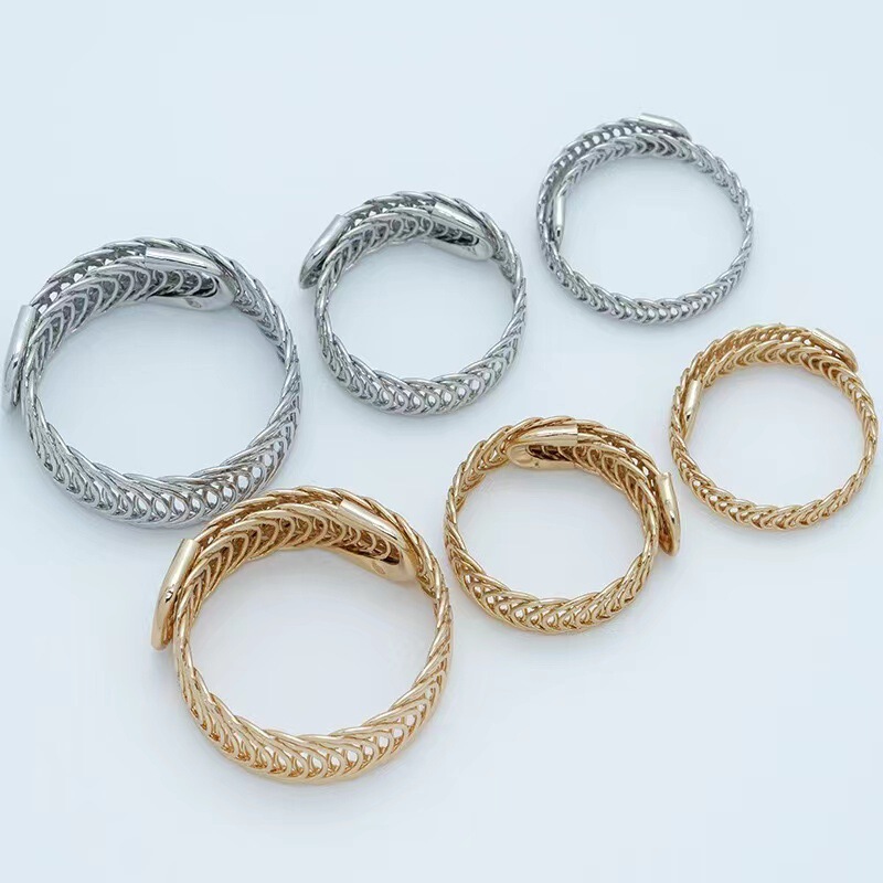 Cross-Border European and American Fashion Metal Bracelet with Braided Twist, Double-Layer Adjustable Circle Spring, Direct from the Source Factory Cross-Border European and American Fashion Metal Bracelet with Braided Twist, Double-Layer Adjustable Circle Spring, Direct from the Source Factory