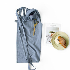 PK7Jlogo文字 簡約棉麻交叉X背帶純色成人圍裙烘焙花店圍兜工作服