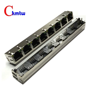 [网口插座 RJ45-8P/8C 1*8P TAB-Up H=15.75 弯插 带屏蔽 带灯左黄]