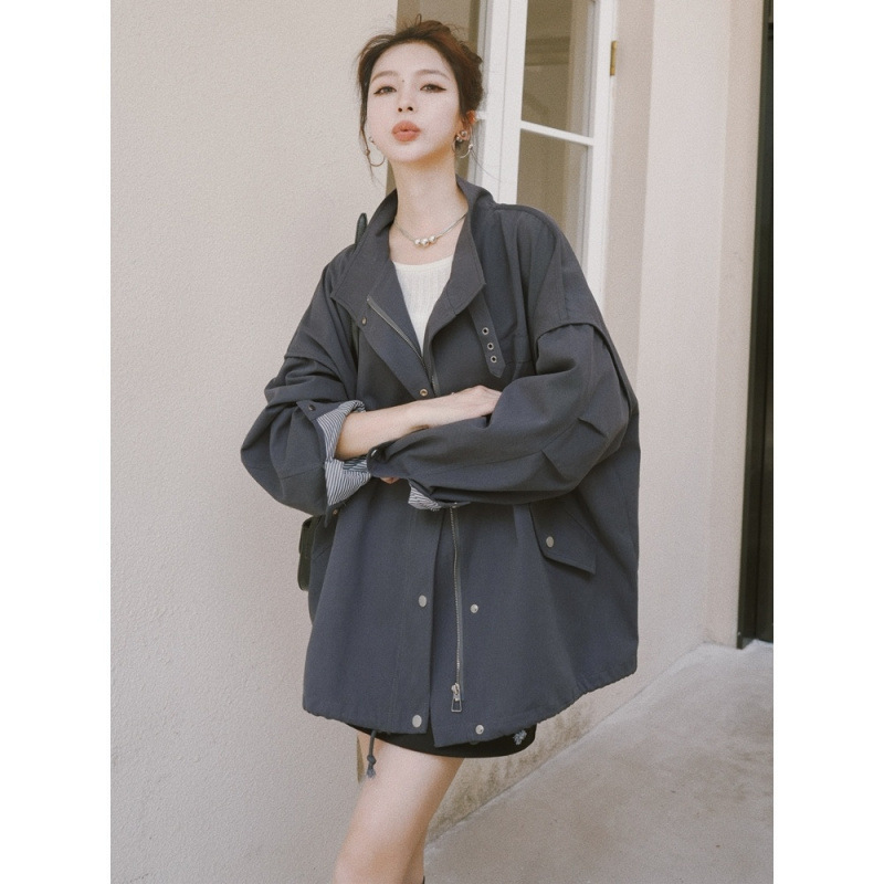 工装风衣外套女春秋新款短款小个子小众新品感时尚|undefined