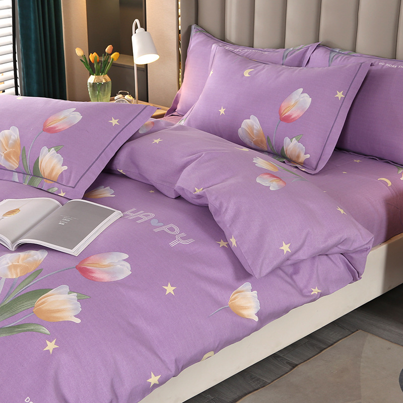 Algodón grueso molido cuatro piezas de sábanas cubiertas de ropa de cama de grado madre y bebé cuatro temporadas de tres piezas de algodón