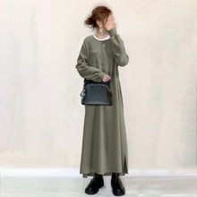 日系网红推荐新款女长袖连衣裙大摆裙子