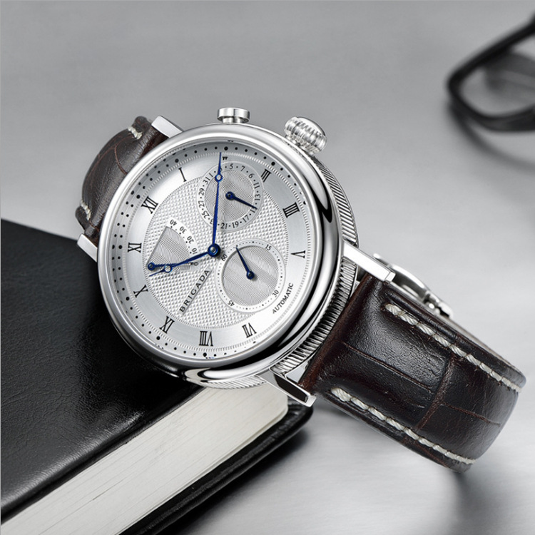 品牌男士机械腕表 商务防水手表瑞士皮带海欧表 跨境批发机械手表
