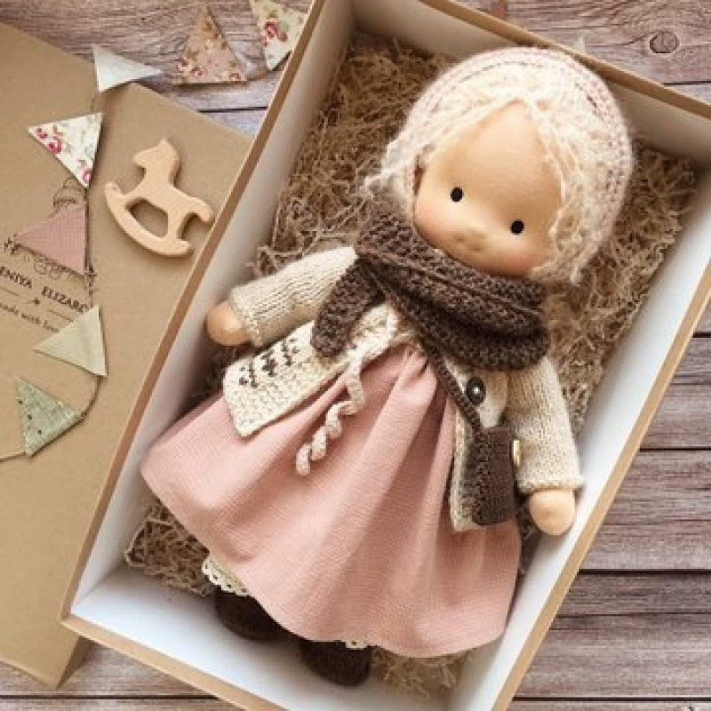 Хлопковый WaldorfDOLL Waldf Doll Pabout Artist Handmade Christmas Thumb Gift Box Blessing