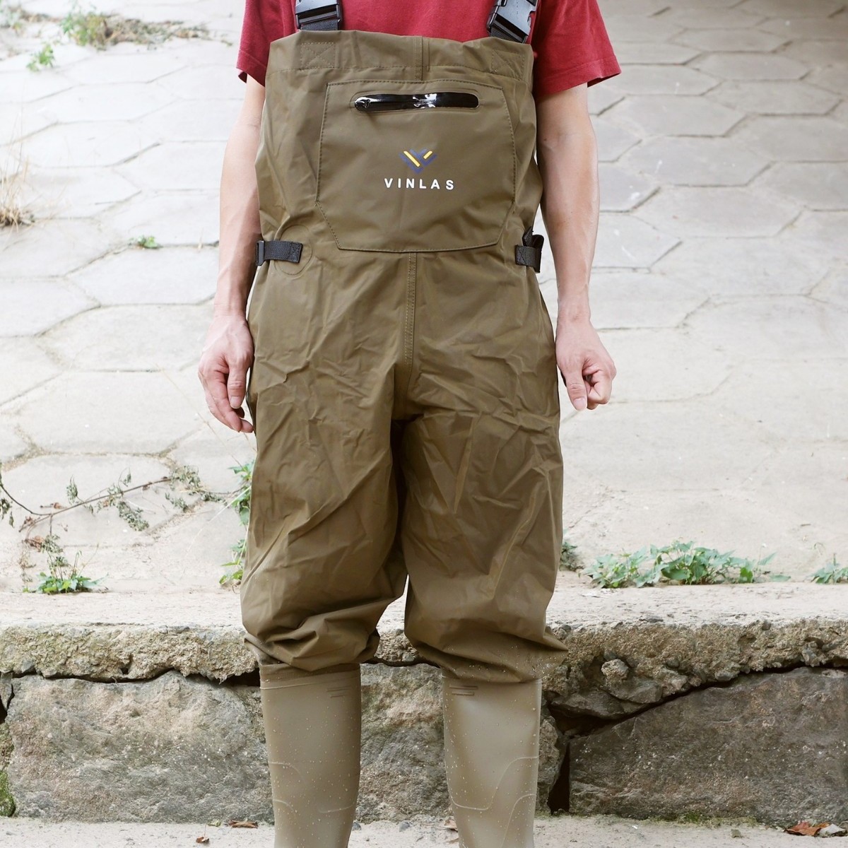 PVC wading pants, waist-high, thickened with velvet lining, full-body rain pants with integrated rain boots, one-piece waterproof suit, wading clothing