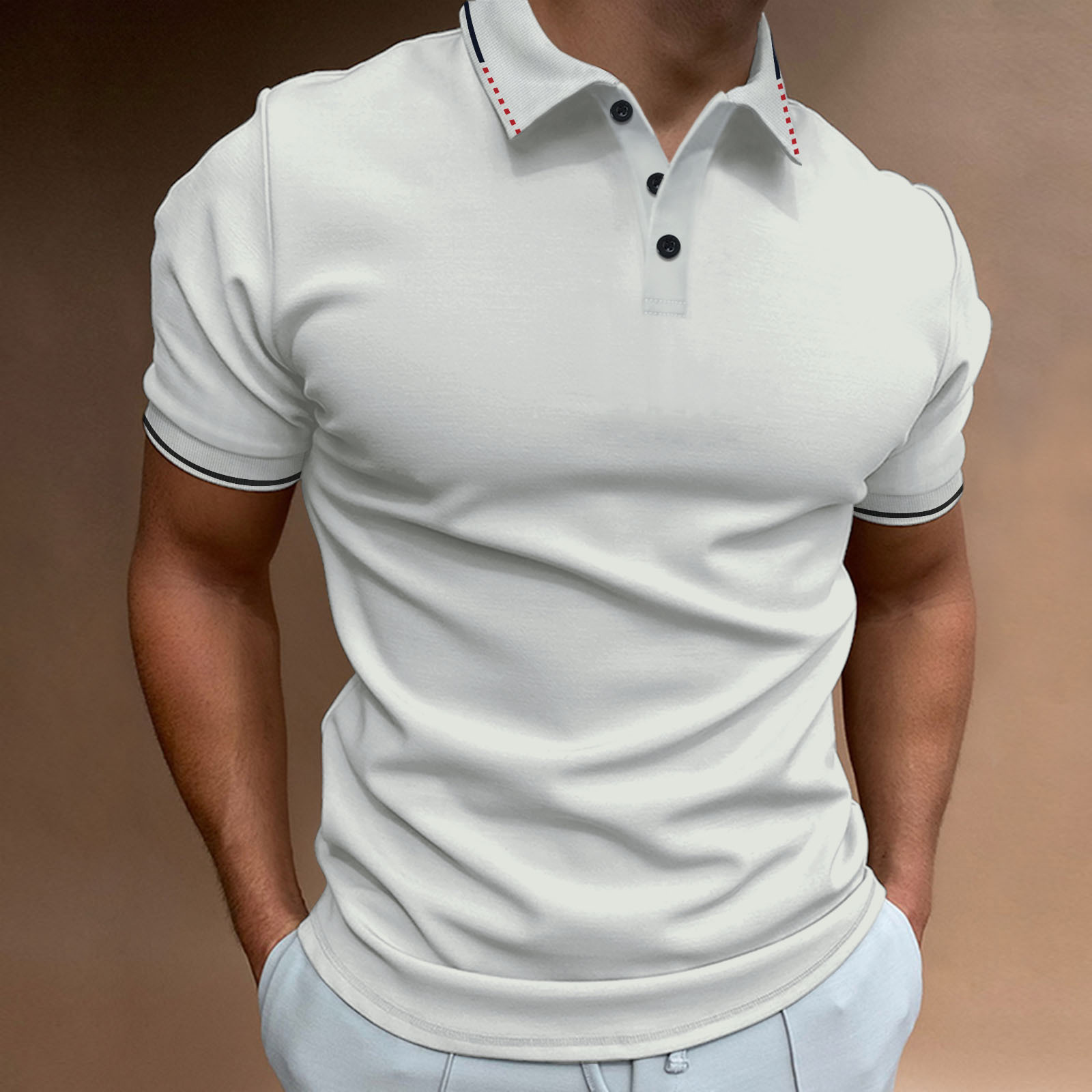 New Men's Casual Threaded Polo Shirt_voghion.com