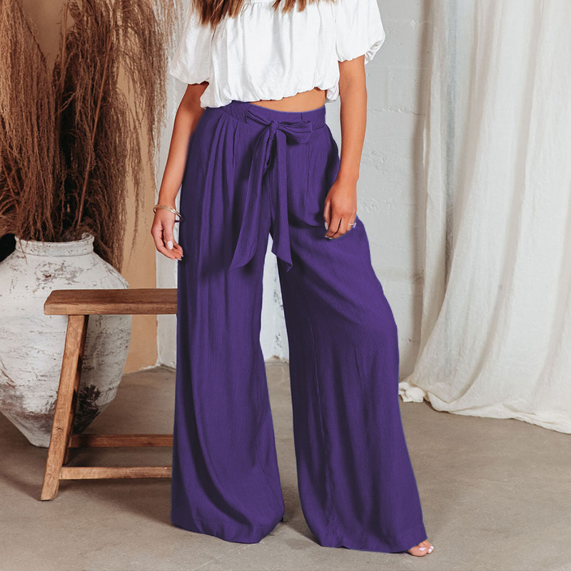thumbnail image 2 of Pantalones casuales de primavera y verano para mujer, pantalones de pierna ancha de color sólido de talla grande, pantalones de mujer, ropa, 2 of 6