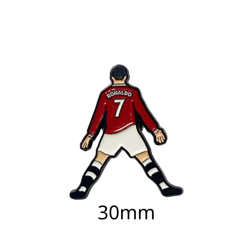 Fabricante personalizado Champions League World Cup Football Super Star Metal Insignia Imagen de dibujos animados Etiqueta del teléfono móvil Insignia Regalo