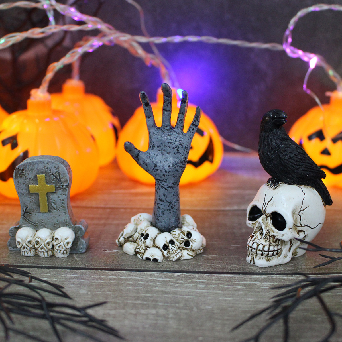 Halloween Decoration Ornaments Crow Ghost Hand Skull Simulation Skull Tombstone Props Ghost Festival Garden Skull Ornaments