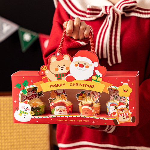 Christmas cupcake Christmas packaging box cup cartoon cup decoration plug-in Internet celebrity thickened heat-resistant muffin cup