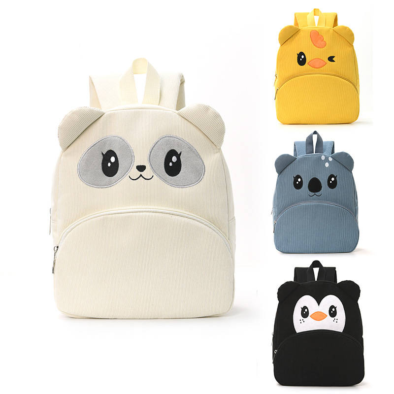 Feihong Cross-Border Corduroy Backpack Student Cartoon School Bag Outdoor Large Capacity Cute Bear Backpack Plush Bag