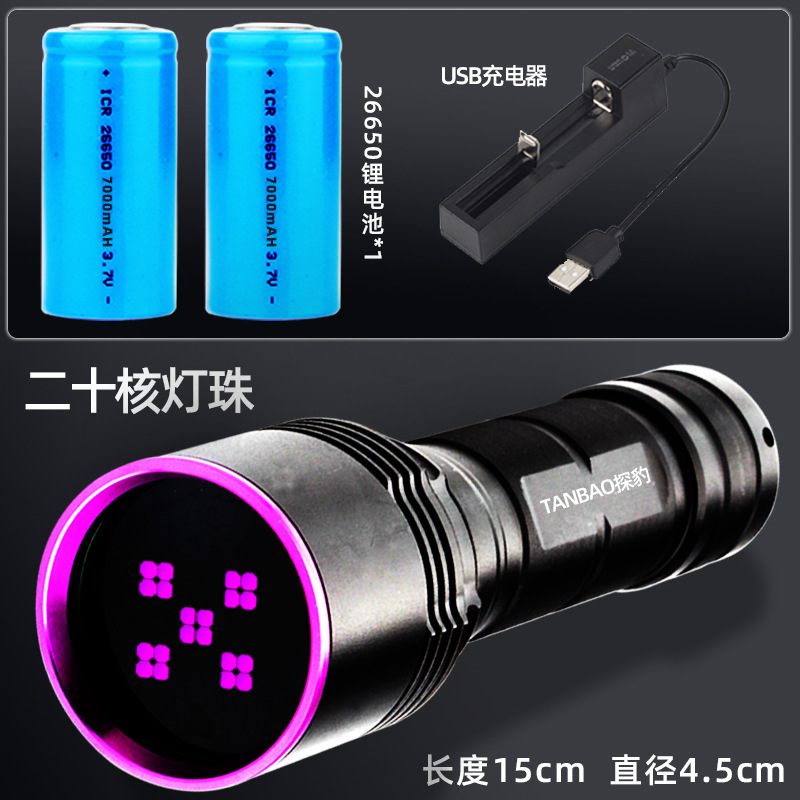 Twenty-core purple light - high power [gift box + charger + two sections of 26650]