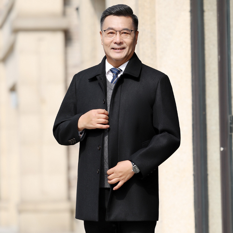 Otoño e Invierno abrigo de lana de los hombres de mediana longitud de lana de mediana edad slim fit chica estilo coreano abrigo de lana de los hombres