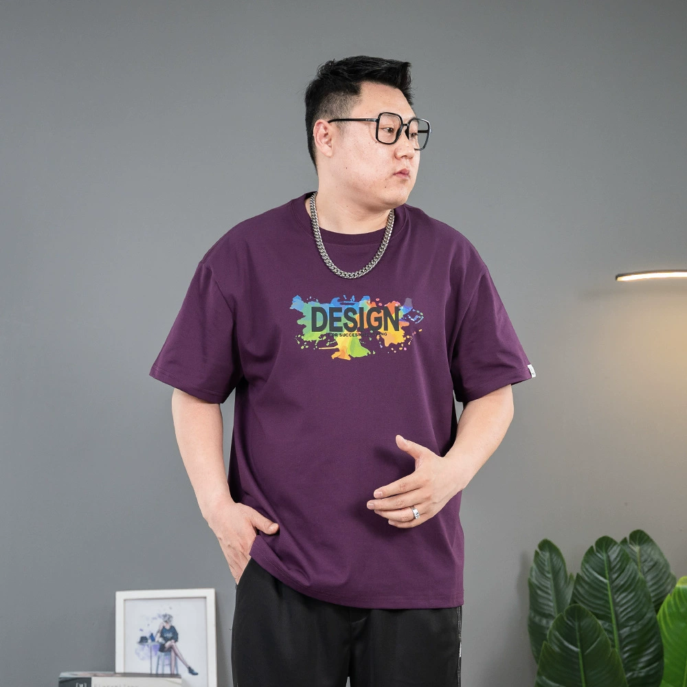 Толстый крикет [Радуга с короткими рукавами] Летние мужские короткие рукава, большие размеры, мужская повседневная приливная печать, дикая половина рукава