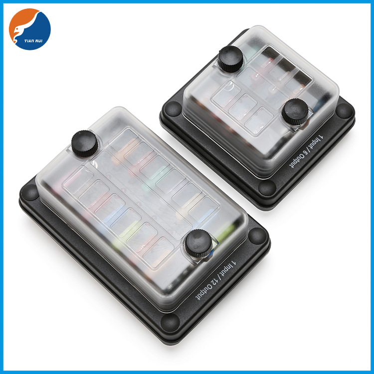 6路12路汽车保险盒座防水座标准ATS刀片熔断器盒汽车中型插片盒