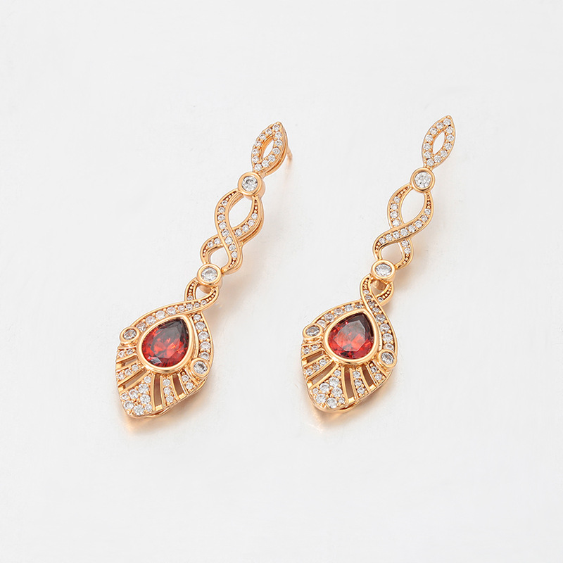 Xuping Caibao serie de aretes de gota de agua ligero lujo temperamento pendientes de cobre aleación de aretes de viento retro al por mayor mujeres