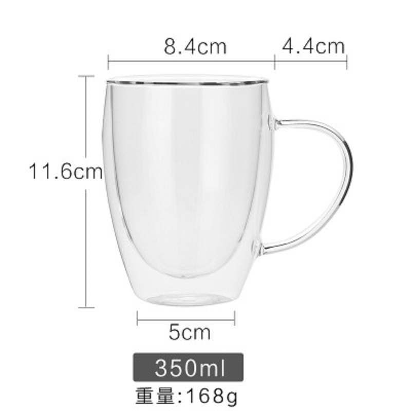 Taza de doble capa de 350ml con mango