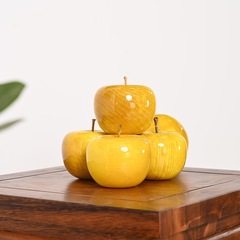Factory-wholesale golden-silk nanmu apple ornaments—Christmas Eve gift, home & living room, solid wood craft decoration