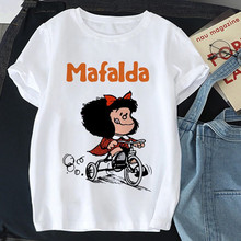 跨境潮流PAZ Mafalda印花T恤女士圓領時尚短袖T恤瑪法達上衣