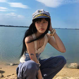 跨境外贸韩系甜美水手帽夏季防晒ins帽子女款日系可爱海军帽2