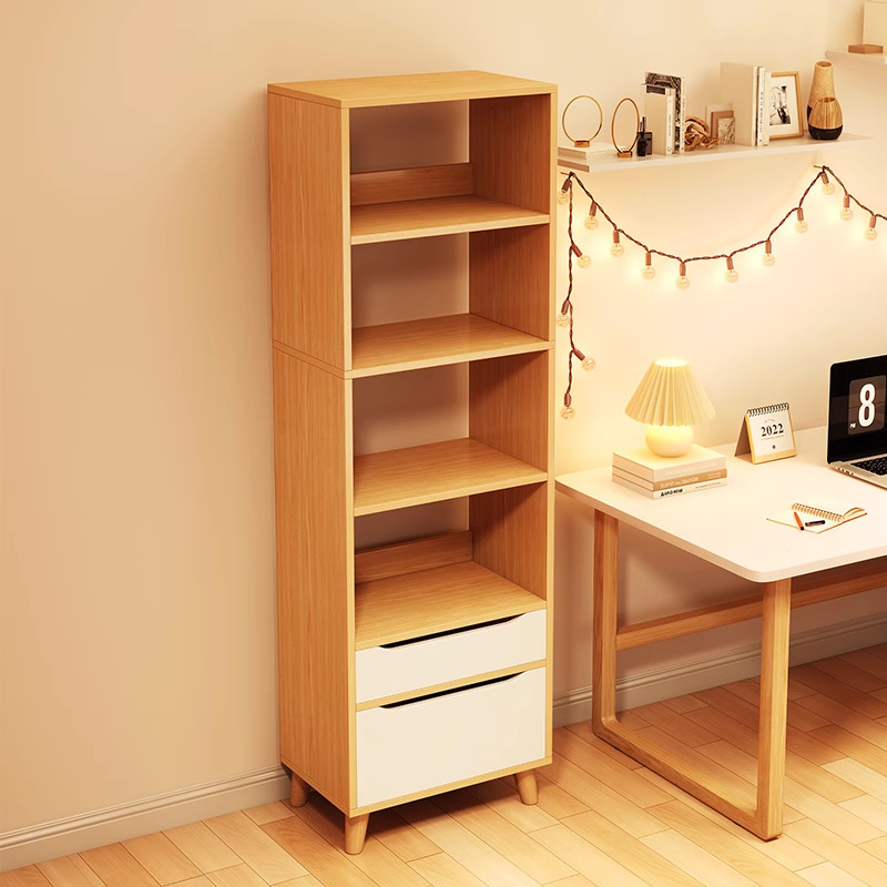 Living Room Simple Modern Bookcase Student Home Cabinet Simple Bookshelf Floor-Standing Storage Rack Solid Wood Bookcase Storage Rack