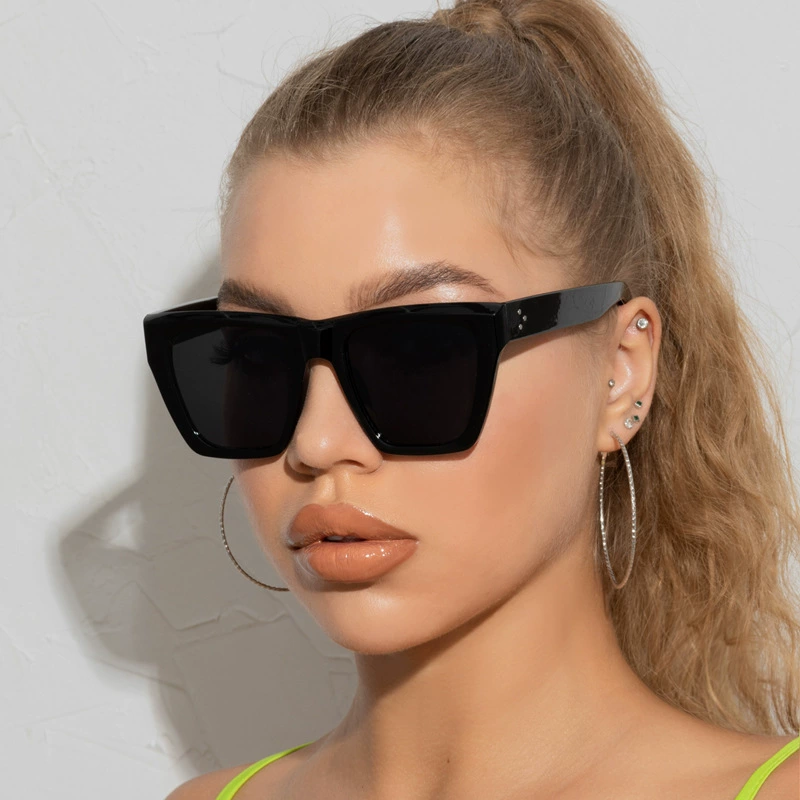 Woman Brand Design Fashion Vintage Rivet Square Sunglasses with Diopter Men Oversized Finished Myopia Lenses Sun Glasses Oculos oversized sunglasses