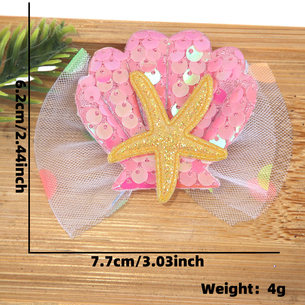 Cartoon shell starfish clip de pelo tema mar decoración de fiesta de cumpleaños clip de pelo borde clip de sequela clip de pelo