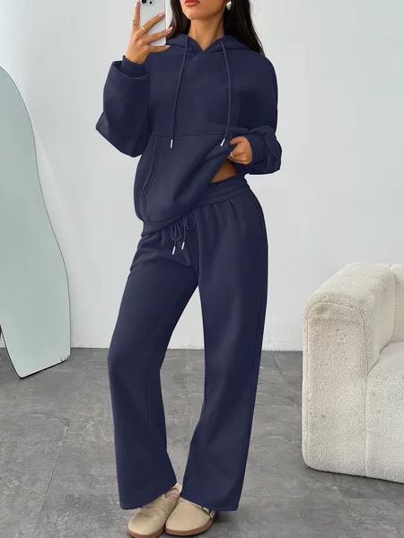 European and American Cross-Border New Autumn and Winter Suits Casual Hooded Sweatshirts Sweatshirts Oversized Wide-Leg Pants Sports Suits in Stock