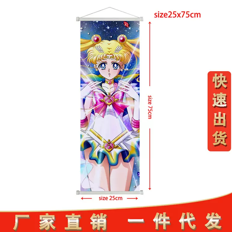 美少女战士Sailor挂画动漫周边月野兔水野亚卷轴画布画可来图定制
